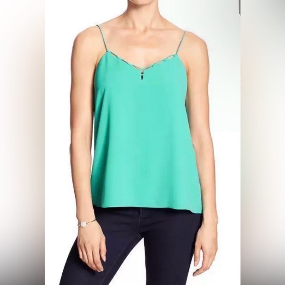 Banana Republic Seafoam Turquoise Aqua Piped Embellishing Elegant Tank Top